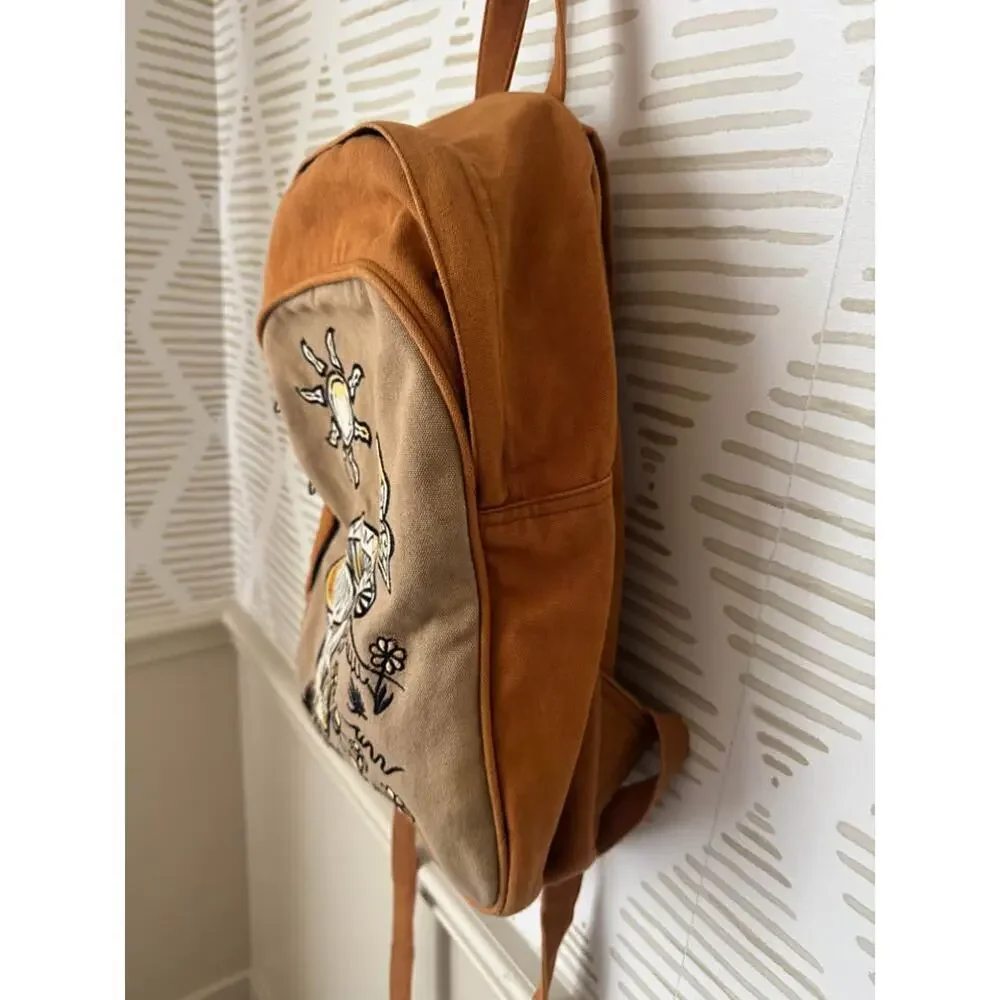 Mushroom Clay Hippie Retro 100% Cotton Tie-Dye Embroidery Patch Backpack